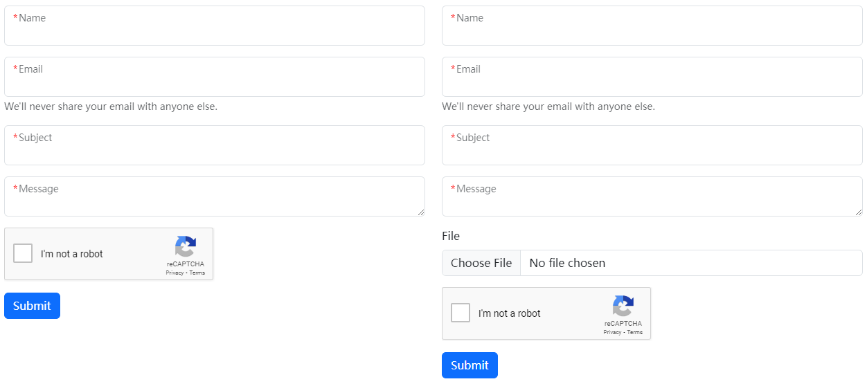 联系表单短代码例子